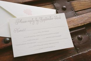 Elegant garden inspired wedding invitations featuring blind embossing and blind debossing