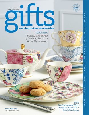 Smock's double-sided Bayberry gift wrap featured in Gifts & Decorative Accessories magazine