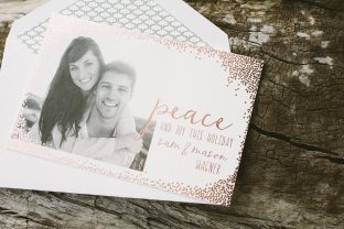 Holiday photo cards with engagement photos from Smock