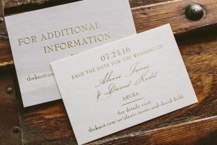 Custom foil stamped save the dates from Smock