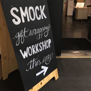 Gift wrapping workshop signage from Smock