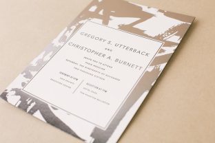 Modern brushstroke wedding invitations with foil + letterpress by Smock