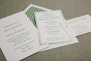 Green letterpress wedding invitations from Smock