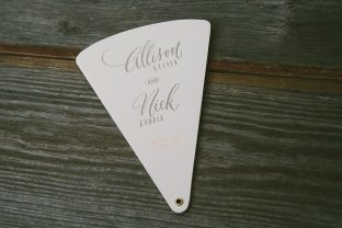 Letterpress + foil stamped paper fan wedding programs from Smock
