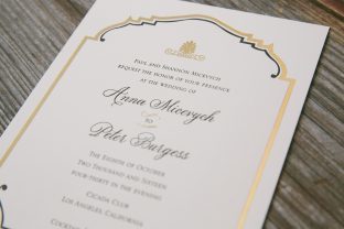 Black and gold art deco wedding invitations from Smock