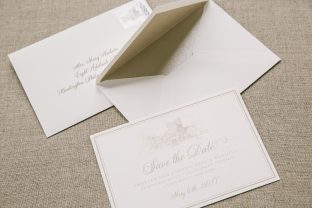 Custom save the dates from Smock with matching custom postage stamps