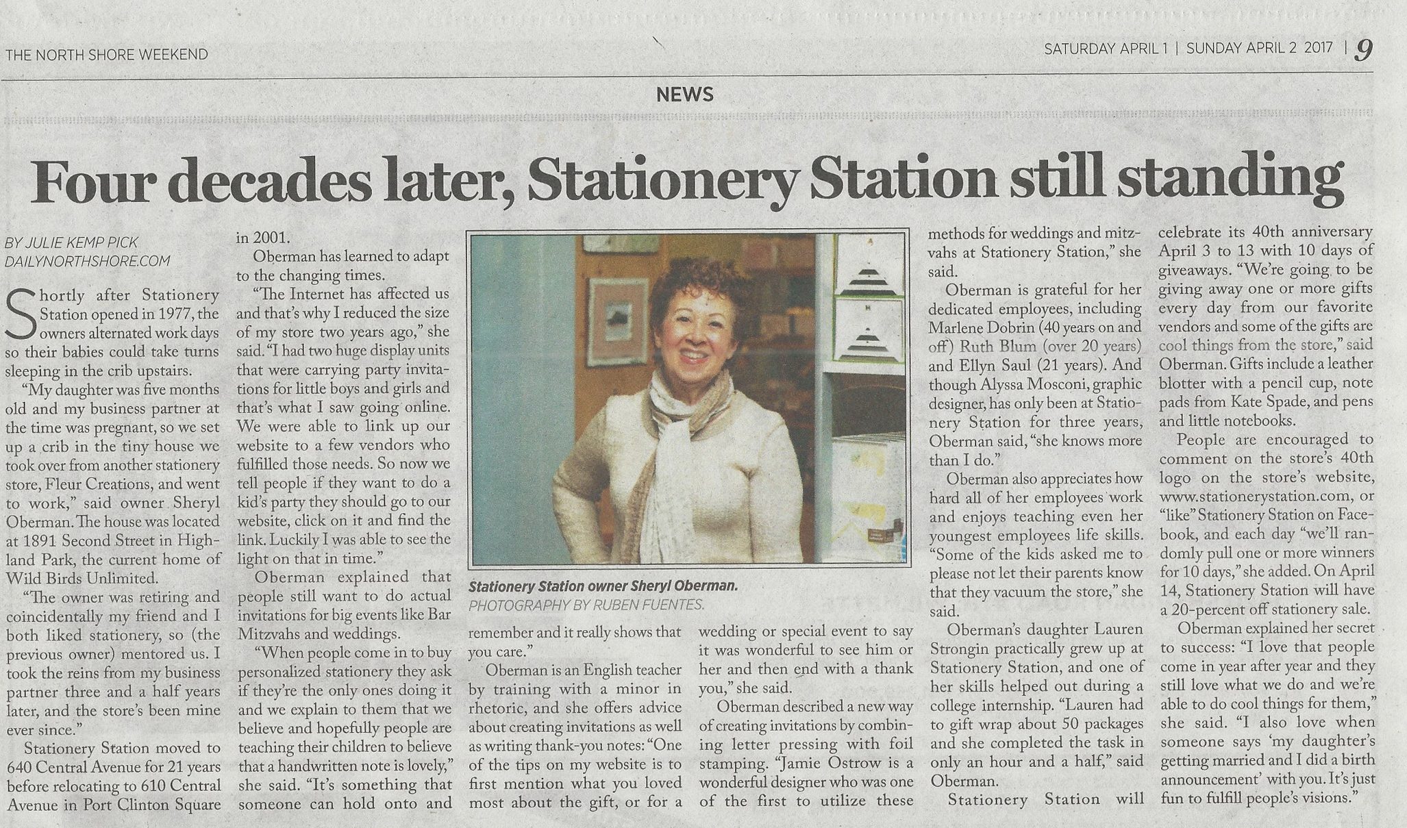 The Stationery Station in Highland Park, Illinois, was featured