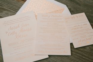 Romantic watercolor wedding invitations from Smock
