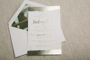 Modern foil stamped bridal shower invitations from Smock