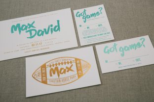 Foil stamped Bar Mitzvah invitations from Smock