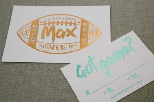 Foil stamped Bar Mitzvah invitations from Smock