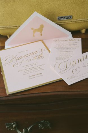 Glamorous foil stamped 50th birthday invitations from Smock