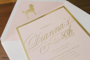 Glamorous foil stamped 50th birthday invitations from Smock