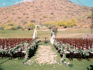 Romantic real wedding ceremony seating at the Silverleaf in Scottsdale, Arizona | Photos by Rachel Solomon Photography