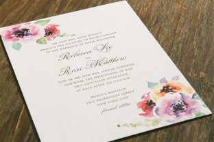 Classic letterpress wedding invitations featuring dreamy watercolor florals from Smock