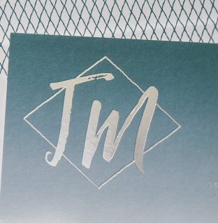 Foil stamped Bar Mitzvah invitations with ombre background from Smock