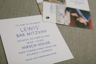 Colorful Bar Mitzvah invitation booklets from Smock