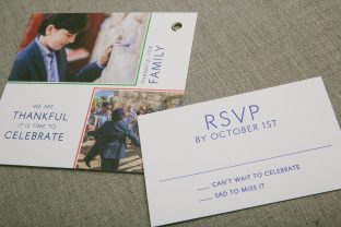 Colorful Bar Mitzvah invitation booklets from Smock