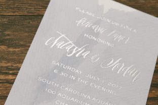 Modern watercolor rehearsal dinner invitations from Smock