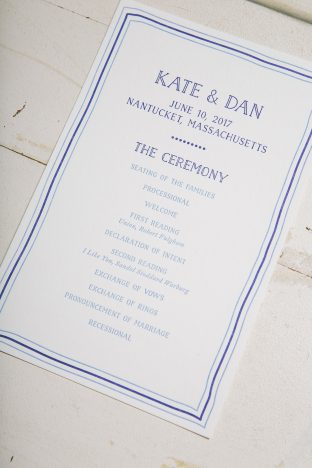 Nautical letterpress wedding day pieces for a Nantucket affair