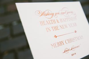 Sophisticated foil stamped holiday cards from Smock