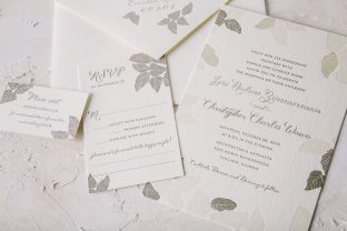 Refined letterpress wedding invitations with rustic flair from Smock