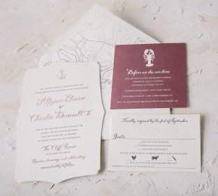 Nautical foil stamped wedding invitations from Smock