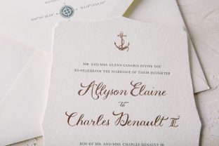 Nautical foil stamped wedding invitations from Smock