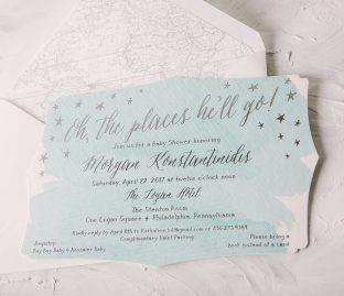 Watercolor baby shower invitations from Smock