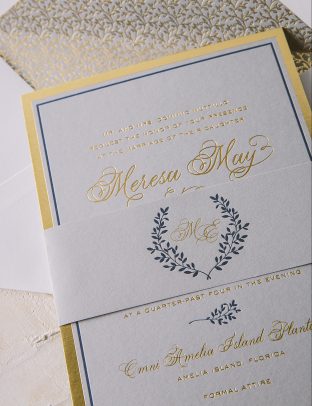 Polished foil stamped wedding invitations from Smock