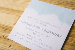 Foil stamped birthday invitations with watercolor accents from Smock