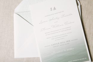 Silver letterpress invitations with a nautical flair