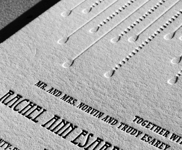 Blind deboss and one color letterpress piece show off letterpress unique appeal.