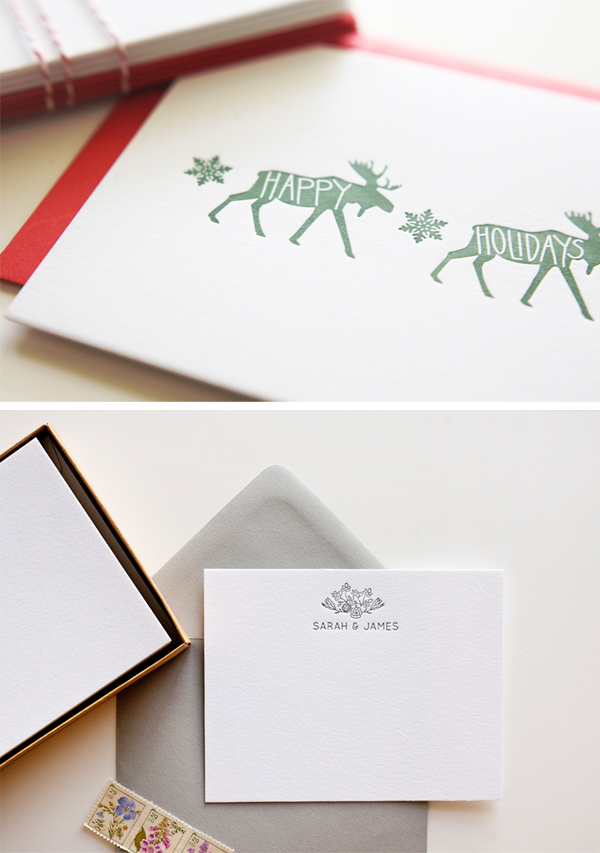 Holiday cheer can be found in Bears Eat Berries festive holiday letterpress collection.