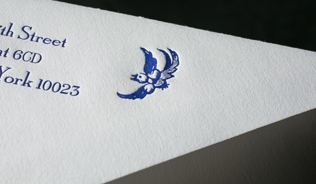 Custom letterpress return address envelope