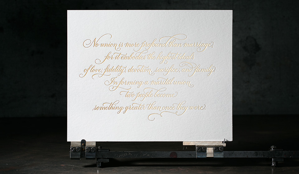 Gold foil stamped Love Wins art print by Sarah Hanna for Smock