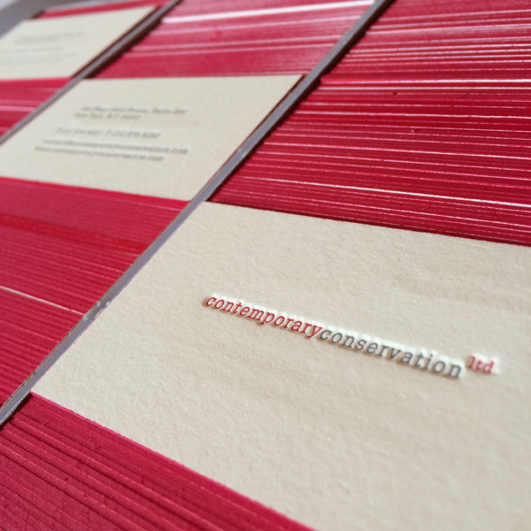 Letterpressed + edge painted business cards by Able Bodied Press 