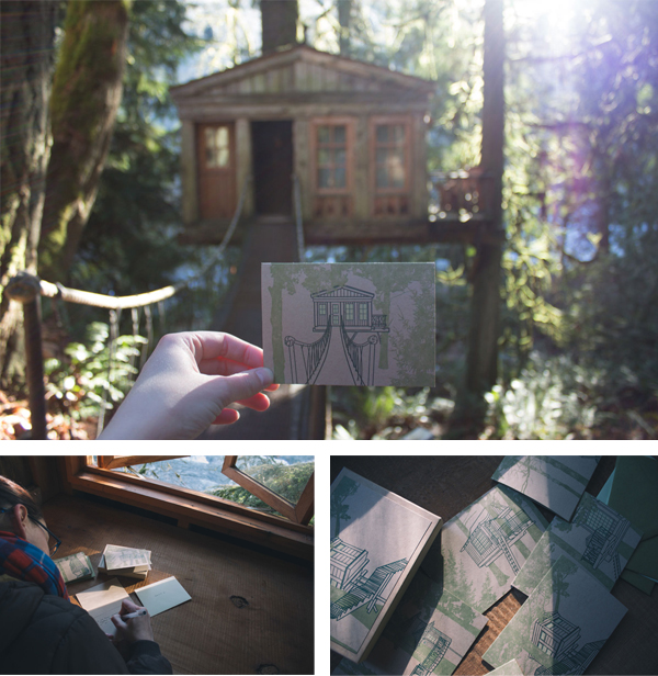 Treehouse Point letterpress cards and treehouse inspiration.