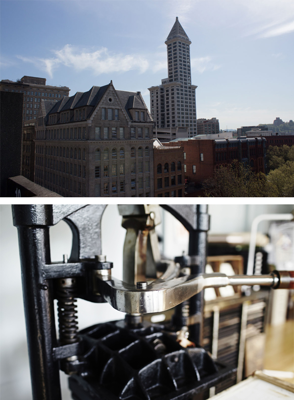 Industrial soul of Seattle, Washington with printing presses.