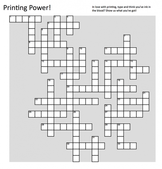 Printing Power Crossword Puzzle Boxcar Press